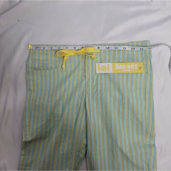 Y2K LEI pastel‎ striped crop pant drawstring waist bad boy stretch capri S NWT - Picture 8 of 10
